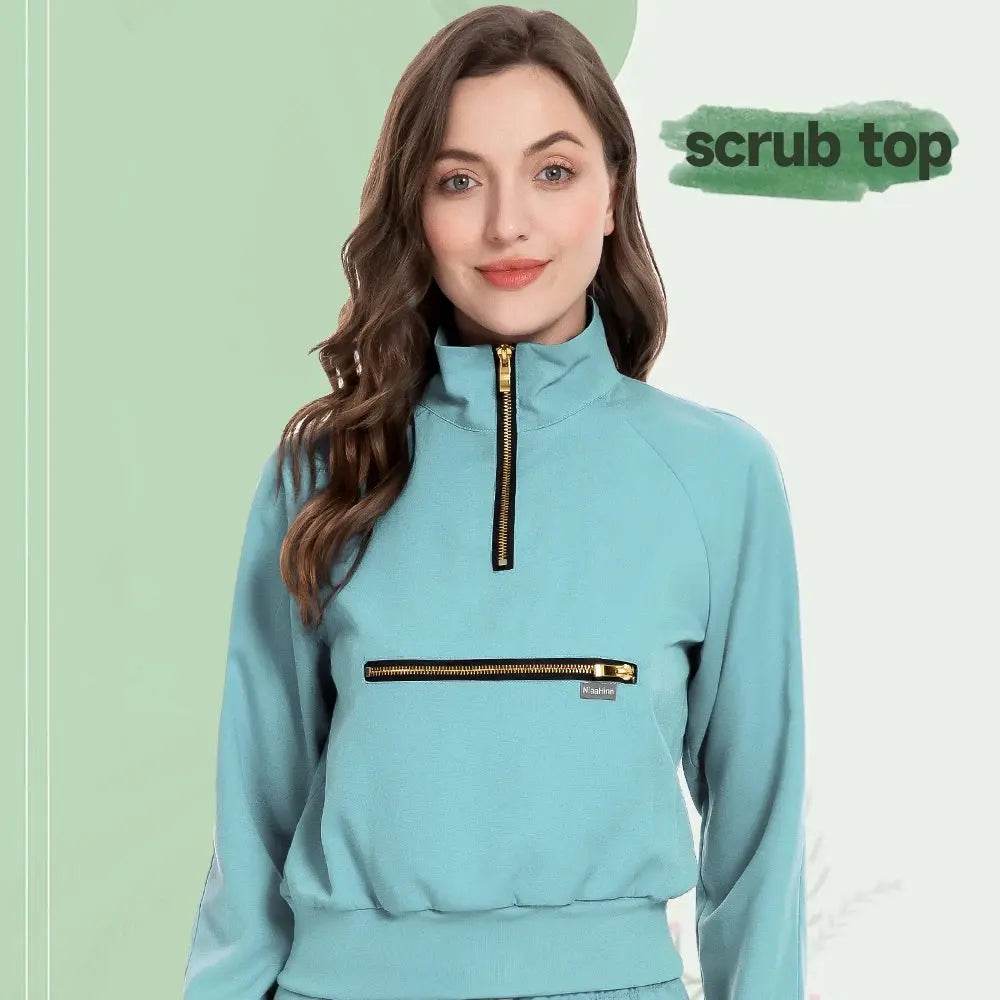 Medical Uniform Scrubs Jacket for Nurse, Doctor, Tech, Long Sleeves, Pockets