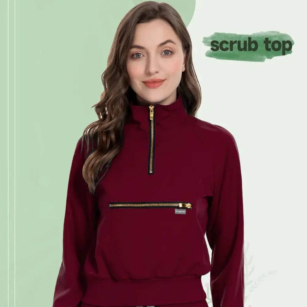 Medical Uniform Scrubs Jacket for Nurse, Doctor, Tech, Long Sleeves, Pockets