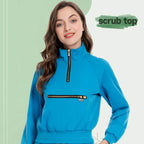 Medical Uniform Scrubs Jacket for Nurse, Doctor, Tech, Long Sleeves, Pockets 42035-Blue