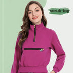 Medical Uniform Scrubs Jacket for Nurse, Doctor, Tech, Long Sleeves, Pockets 42035-Rose Red