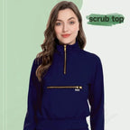 Medical Uniform Scrubs Jacket for Nurse, Doctor, Tech, Long Sleeves, Pockets 42035-Navy Blue