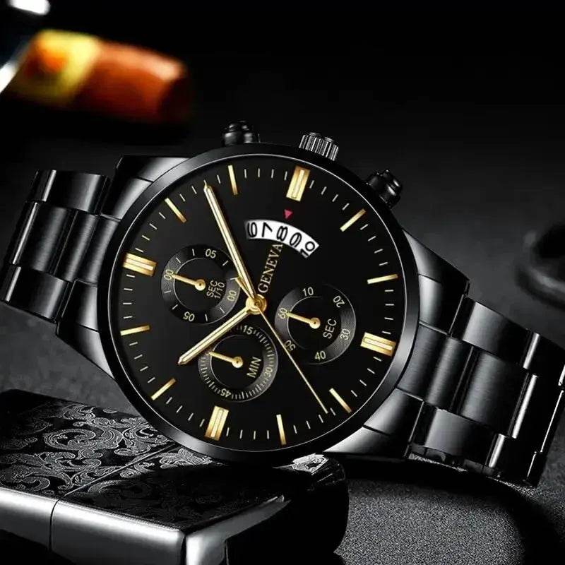 Men's Stainless Steel Watch, Luxury Calendar Quartz Wrist Watch, Men's Business Watch