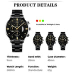 Men's Stainless Steel Watch, Luxury Calendar Quartz Wrist Watch, Men's Business Watch