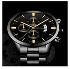 Men's Stainless Steel Watch, Luxury Calendar Quartz Wrist Watch, Men's Business Watch