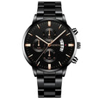 Men's Stainless Steel Watch, Luxury Calendar Quartz Wrist Watch, Men's Business Watch Rose