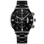 Men's Stainless Steel Watch, Luxury Calendar Quartz Wrist Watch, Men's Business Watch Other
