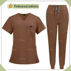 Unisex Multicolor Medical Scrubs - Stylish Hospital Scrub Uniform Sets 42122-Brown