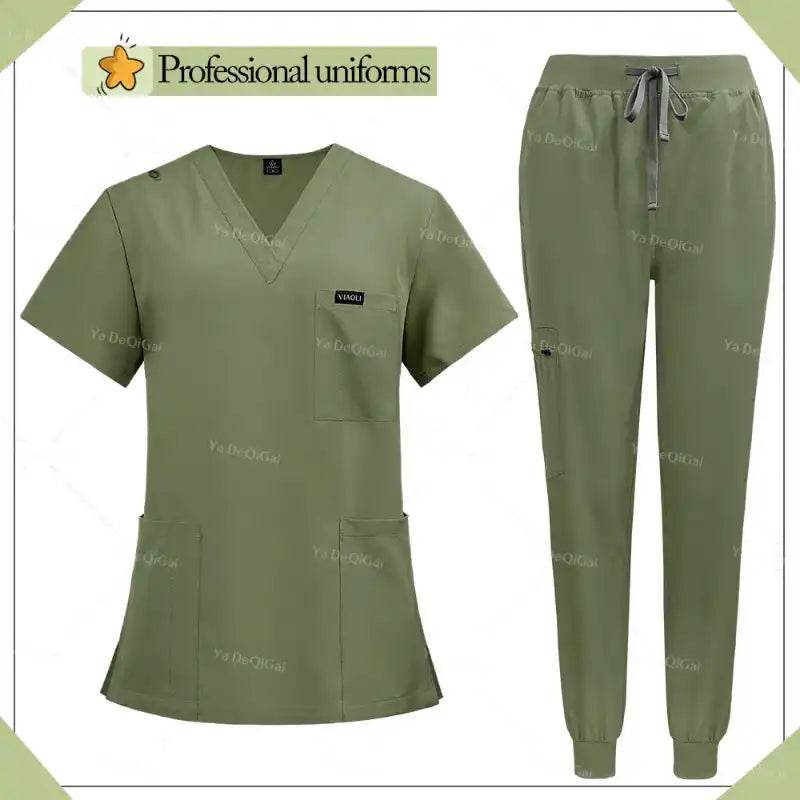 Unisex Multicolor Medical Scrubs - Stylish Hospital Scrub Uniform Sets 42122-Green