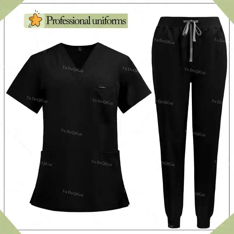 Unisex Multicolor Medical Scrubs - Stylish Hospital Scrub Uniform Sets 42122-Black