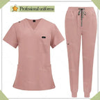 Unisex Multicolor Medical Scrubs - Stylish Hospital Scrub Uniform Sets 42122-Pink
