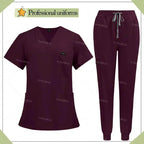 Unisex Multicolor Medical Scrubs - Stylish Hospital Scrub Uniform Sets 42122-Burgundy