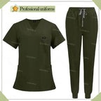 Unisex Multicolor Medical Scrubs - Stylish Hospital Scrub Uniform Sets 42122-Army green