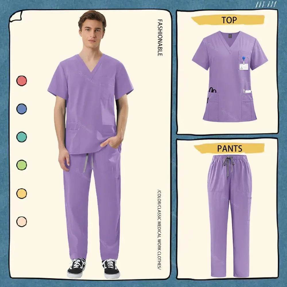 Unisex Medical Scrub Sets for Healthcare Professionals - Surgical and Medical Workwear 42168-Purple