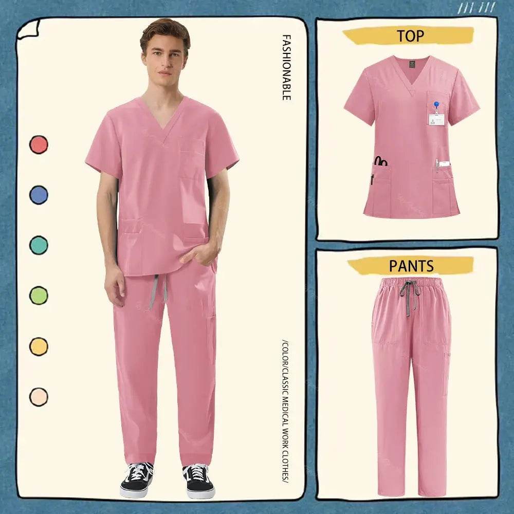 Unisex Medical Scrub Sets for Healthcare Professionals - Surgical and Medical Workwear 42168-Pink