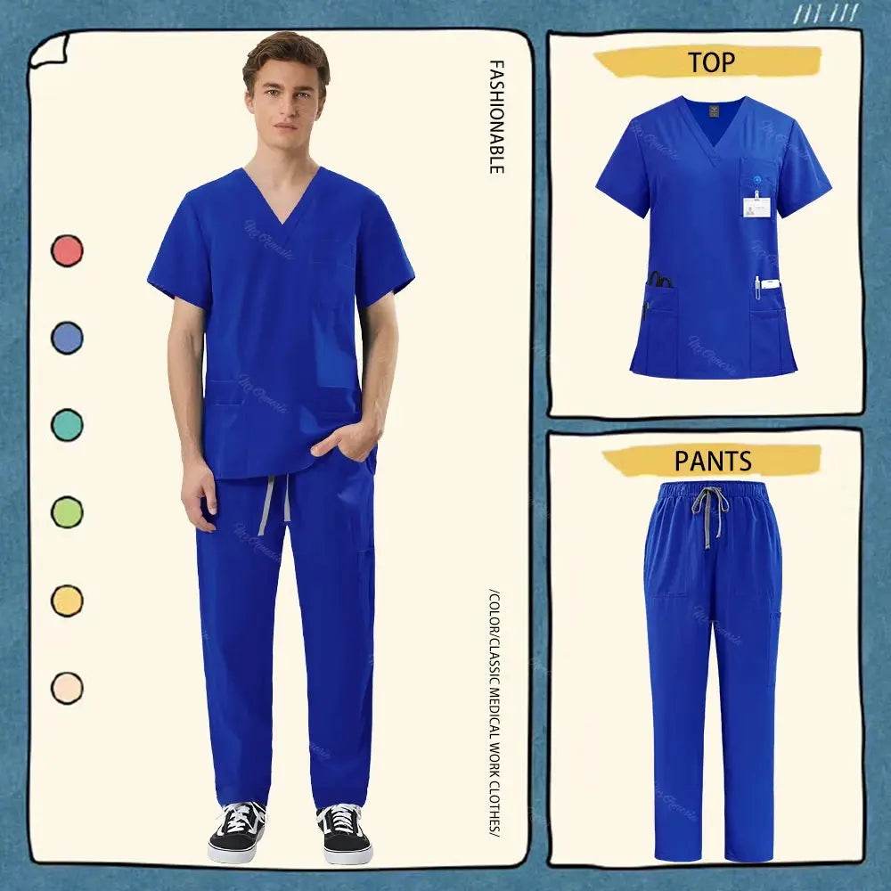 Unisex Medical Scrub Sets for Healthcare Professionals - Surgical and Medical Workwear 42168-Royal blue