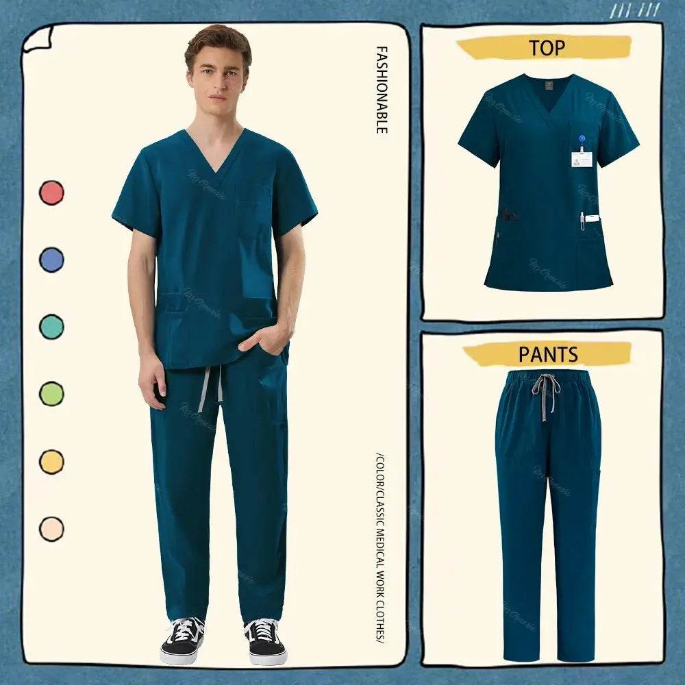 Unisex Medical Scrub Sets for Healthcare Professionals - Surgical and Medical Workwear 42168-Caribbean Blue
