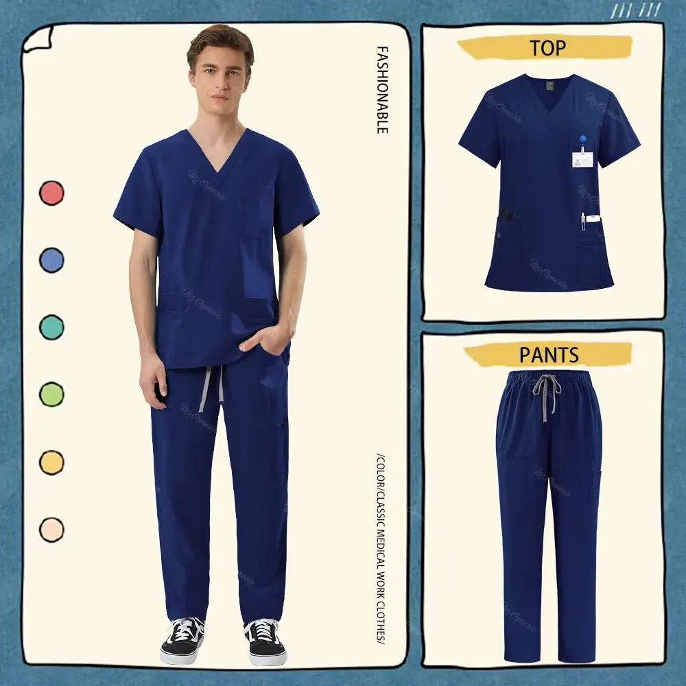 Unisex Medical Scrub Sets for Healthcare Professionals - Surgical and Medical Workwear 42168-Dark blue