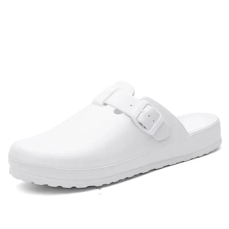 Nurses Shoes, Doctors Shoes, Waterproof Slide-on, Non-slip Clogs White(0225)