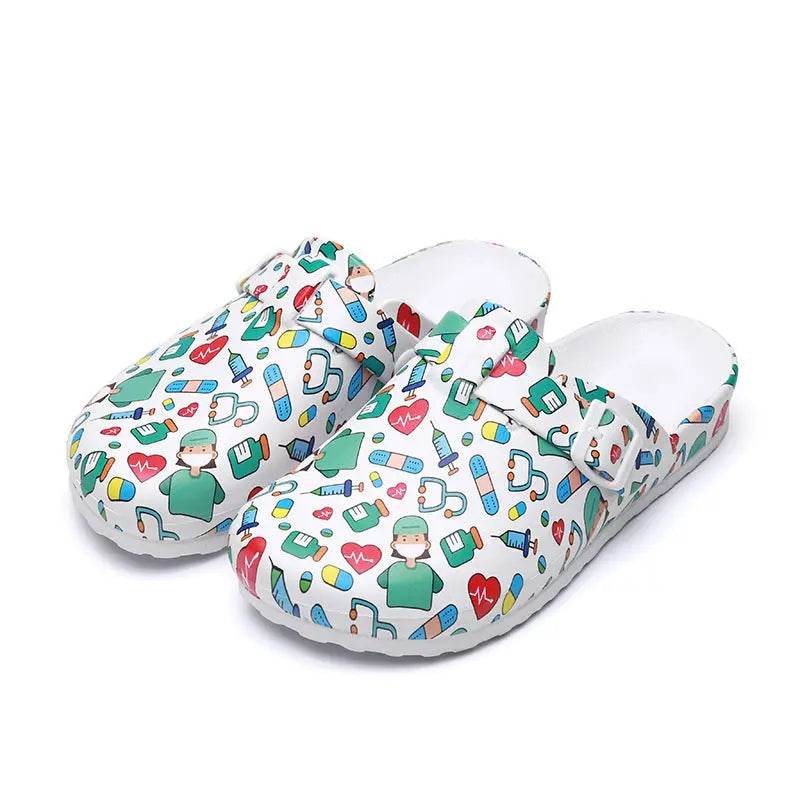 Nurses Shoes, Doctors Shoes, Waterproof Slide-on, Non-slip Clogs Doctor's Pattern