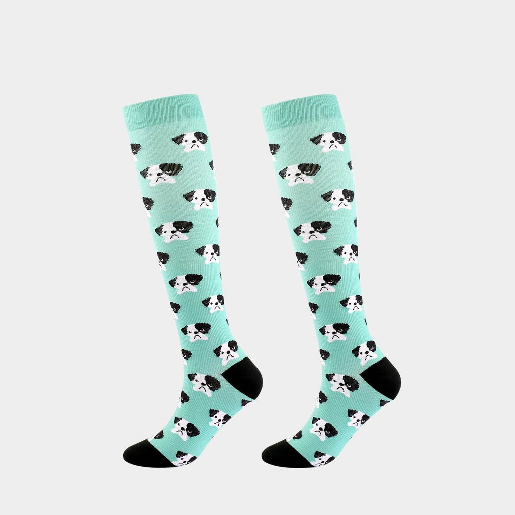 New Arrival Compression Socks Pressure Calf Socks Sports Long Socks for Running Nurse Socks Elastic Leggings Compression Stockings Black and White Puppy
