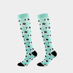 New Arrival Compression Socks Pressure Calf Socks Sports Long Socks for Running Nurse Socks Elastic Leggings Compression Stockings Black and White Puppy
