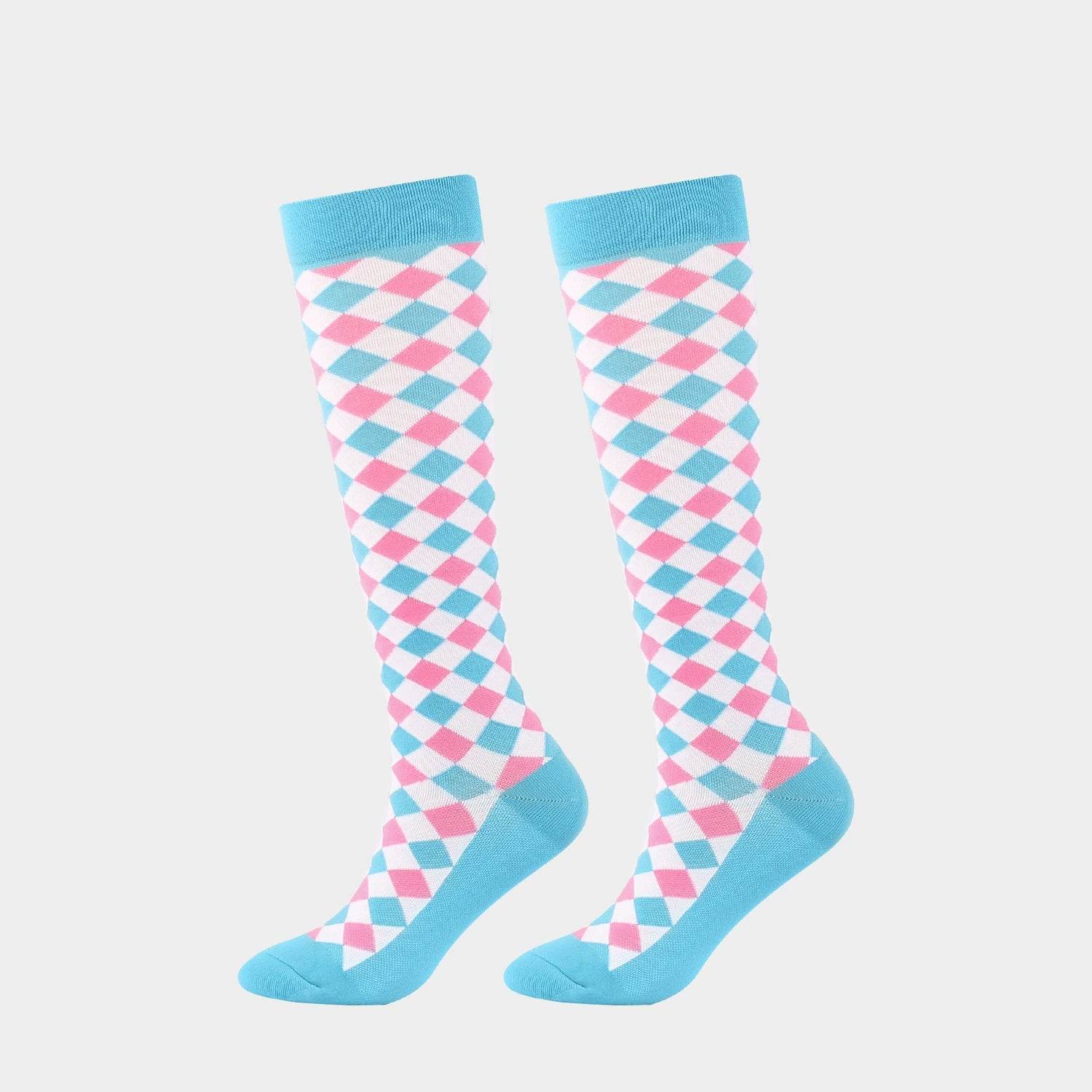 New Arrival Compression Socks Pressure Calf Socks Sports Long Socks for Running Nurse Socks Elastic Leggings Compression Stockings Blue Diamond