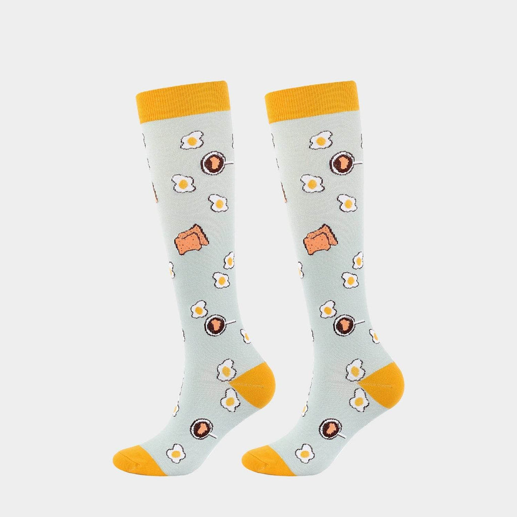 New Arrival Compression Socks Pressure Calf Socks Sports Long Socks for Running Nurse Socks Elastic Leggings Compression Stockings Fried egg