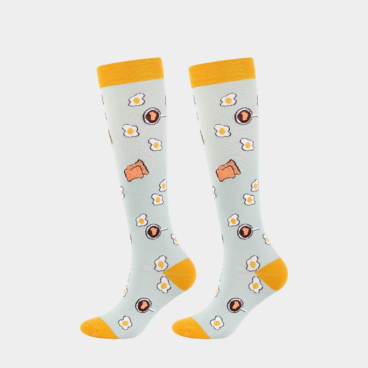 New Arrival Compression Socks Pressure Calf Socks Sports Long Socks for Running Nurse Socks Elastic Leggings Compression Stockings Fried egg