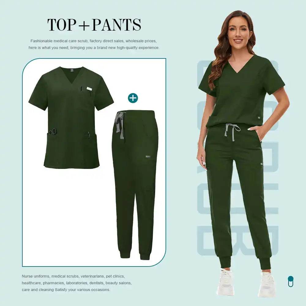 Premium Healthcare Scrub Sets for Professionals - High-Quality Scrubs 42118-Army green