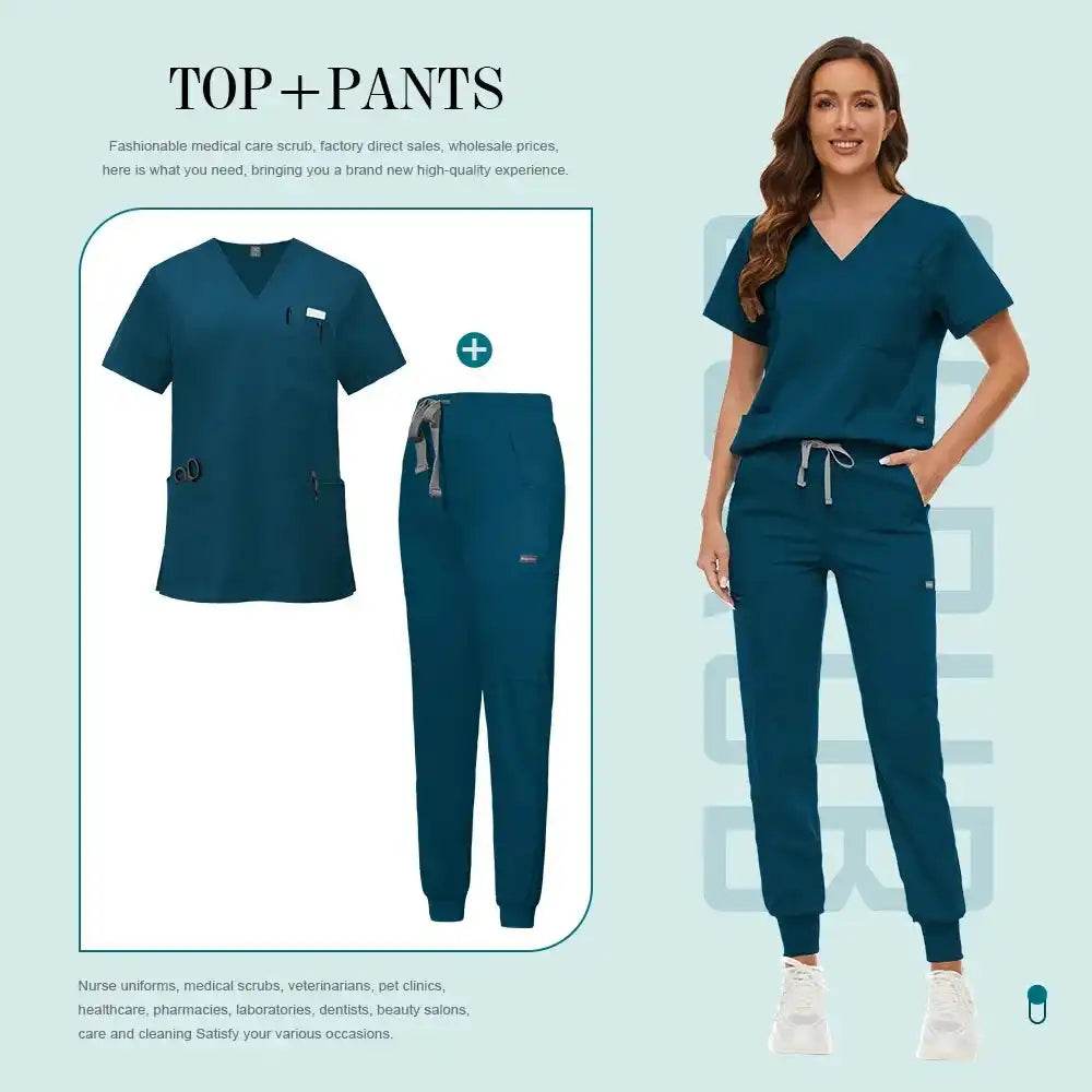 Premium Healthcare Scrub Sets for Professionals - High-Quality Scrubs 42118-Azure blue