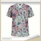 Printed Medical Scrub Tops for Hospital Workers, Nurses, MDs, and Techs 64001-19