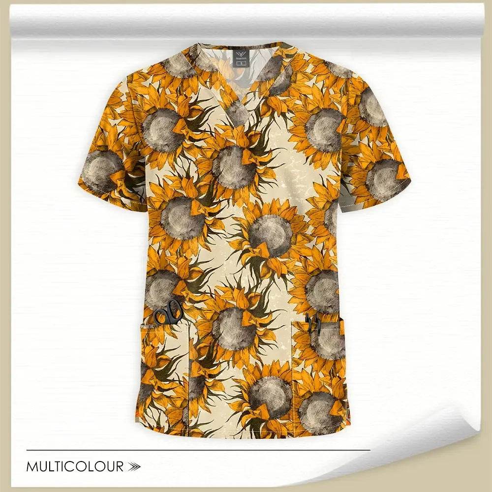 Printed Scrubs Tops for Medical Professionals - Hospital Uniforms for Nurses, MDs, and Techs 64001-31
