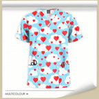 Printed Scrubs Tops for Hospital Workers, Nurses, MDs, and Techs 64001-18