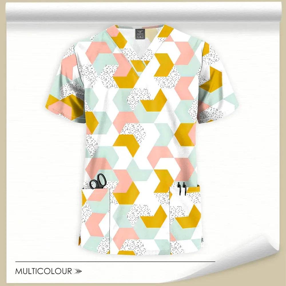 Printed Medical Scrubs Tops for Hospital Workers, Nurses, MDs, and Techs 64001-17