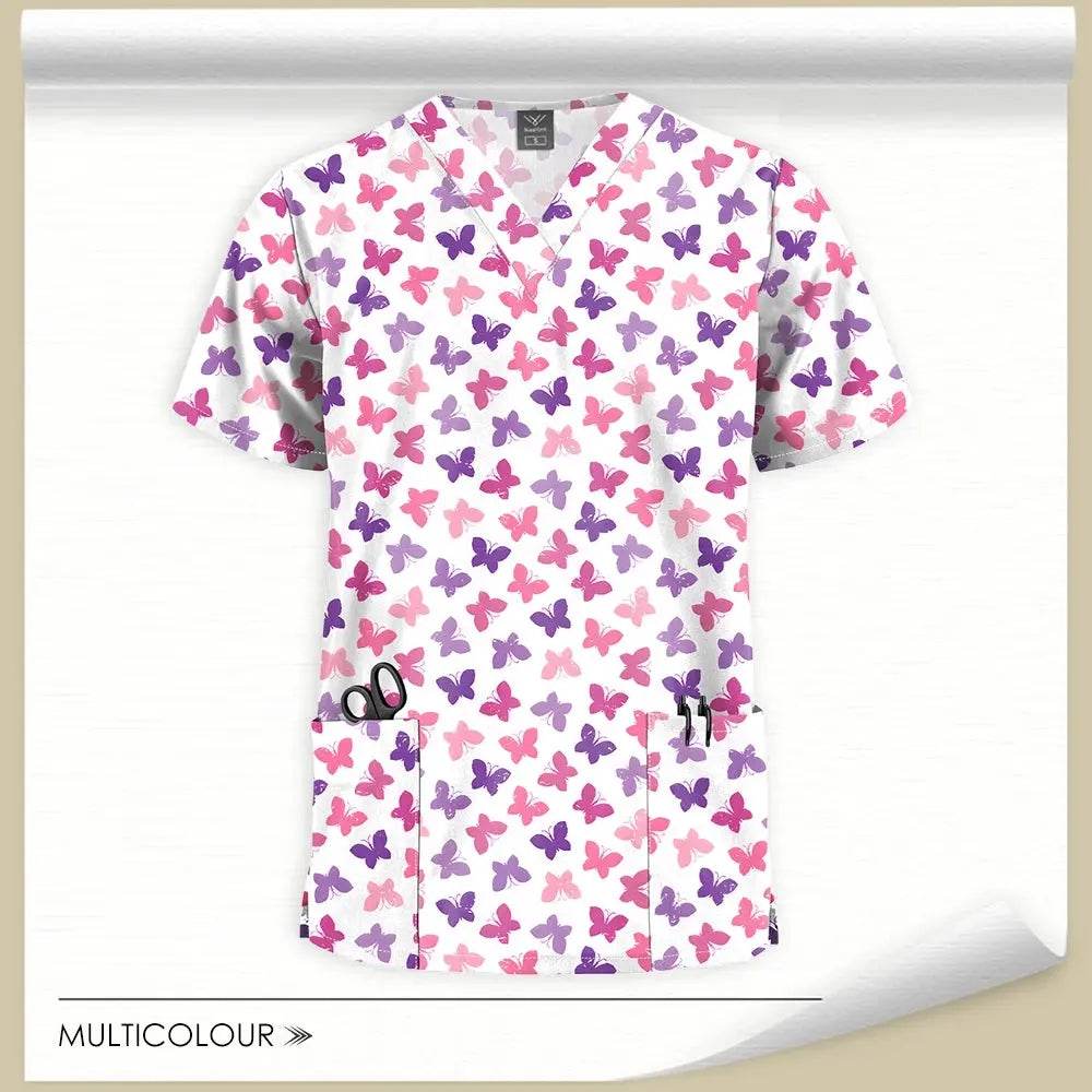 Printed Medical Scrubs Tops for Hospital Workers, Nurses, MDs, and Techs 64001-27