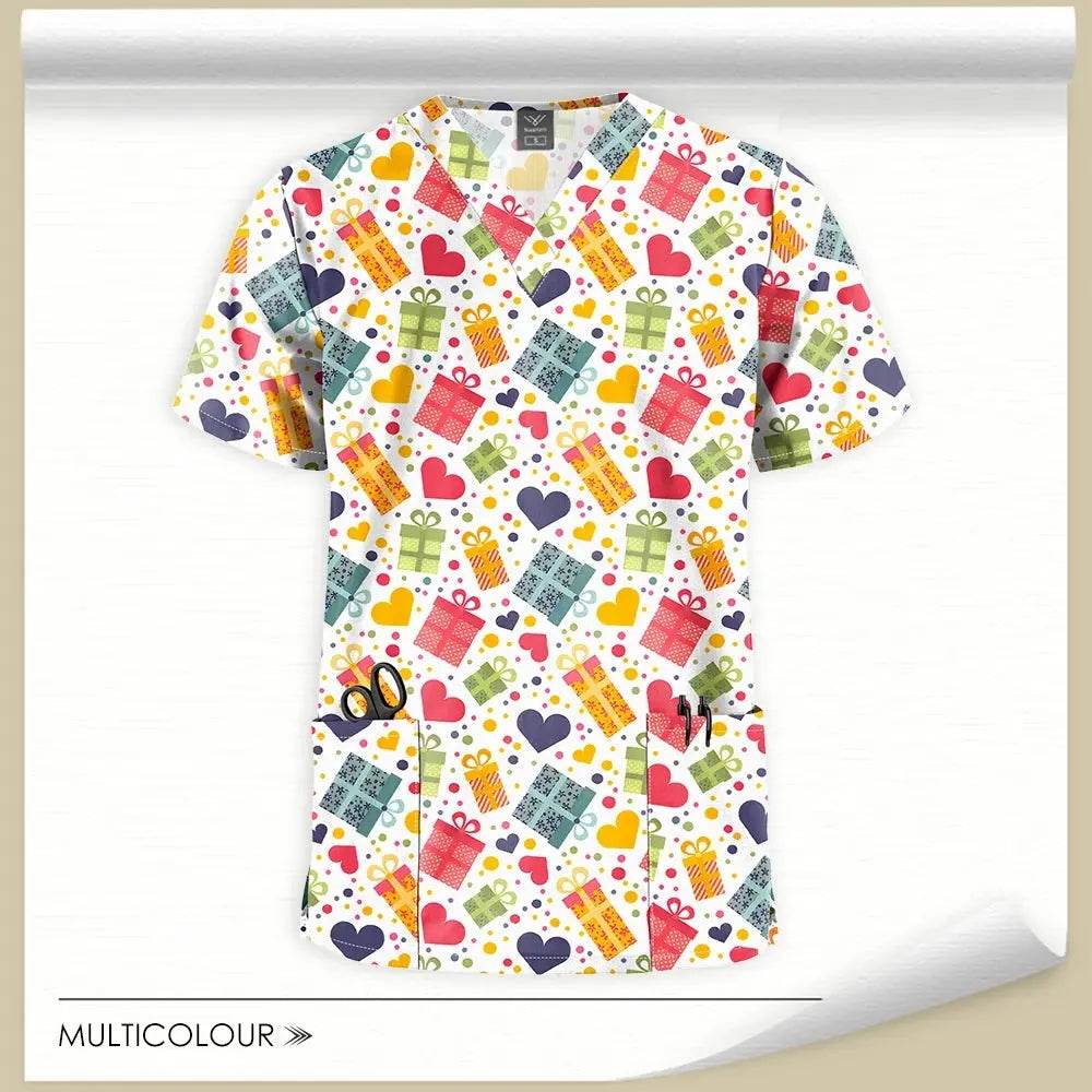 Printed Medical Scrubs Tops for Nurses, Doctors, and Healthcare Technicians 64001-20