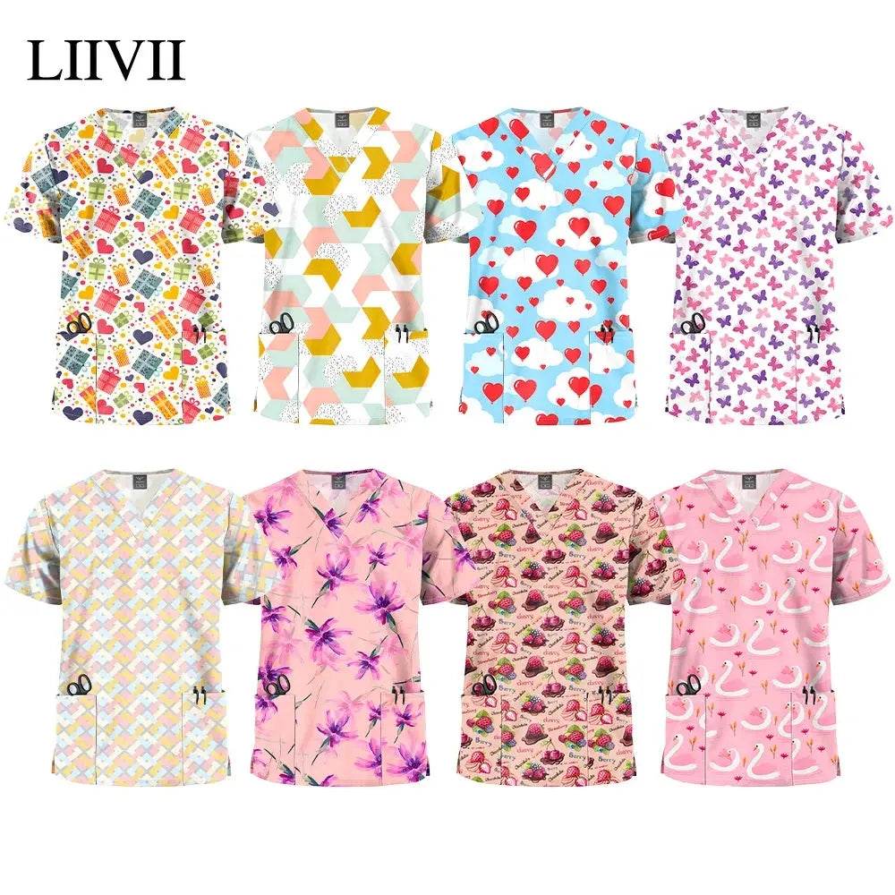 Printed Women's Scrub Tops for Comfort and Style