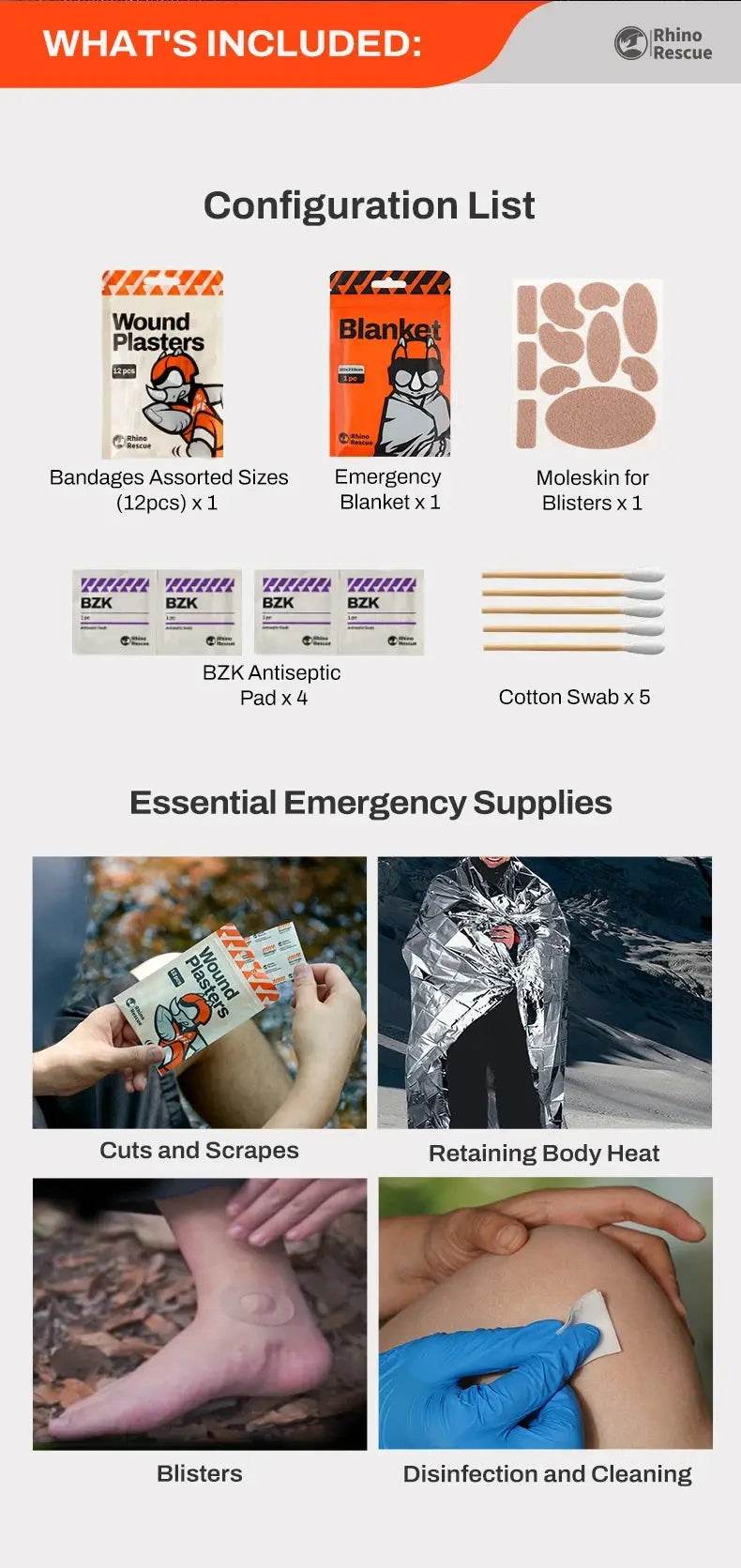 RHINO RESCUE Outdoor Portable Lightweight First Aid Kit