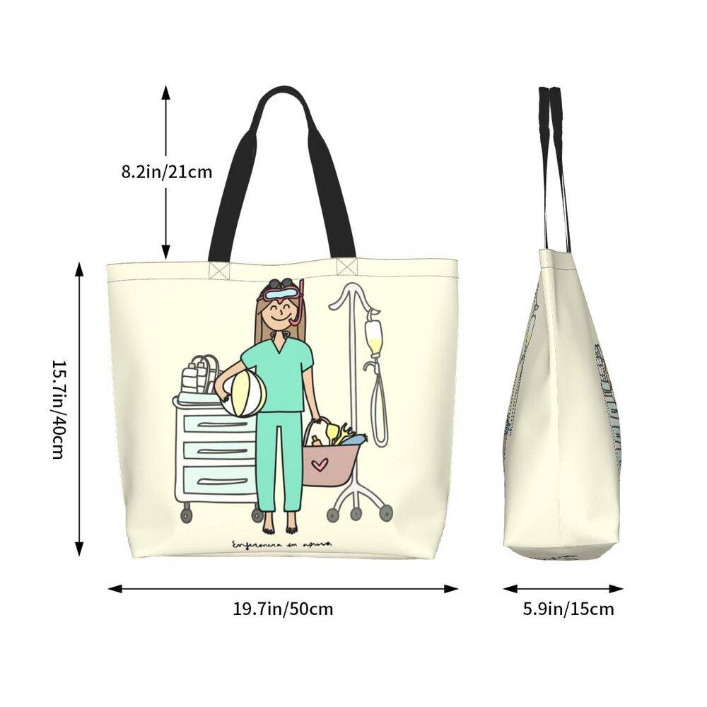 Spacious Eco-Friendly Healthcare Tote Bag with Durable Handles and Secure Zipper Closure