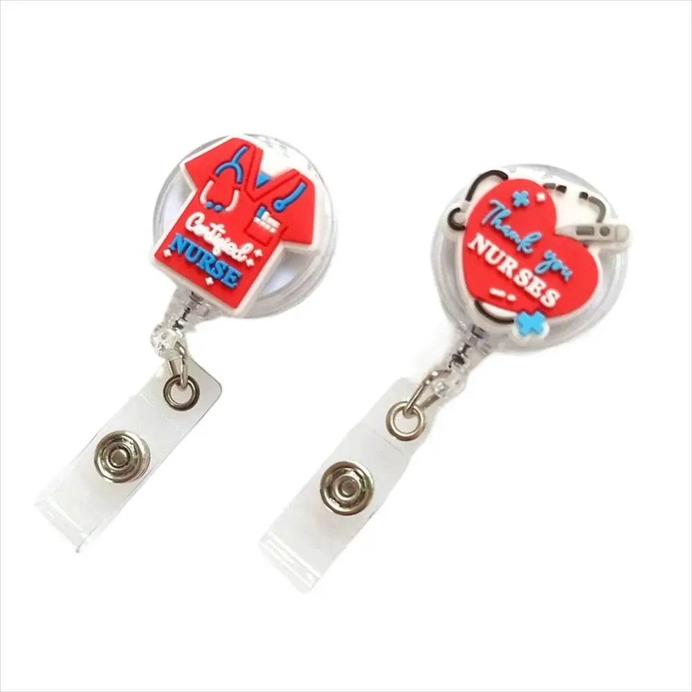 ID Card Holder Nurse Badge Reel Name Tag Chest Card Retractable Badge Holder Exhibition Card Work Card Easy Pull Buckle