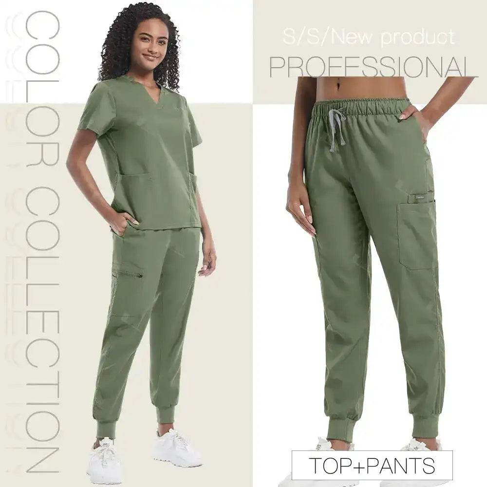 Unisex Medical Scrubs - Soft Fabric Clinical Workwear for Healthcare Vibes 42032-Green