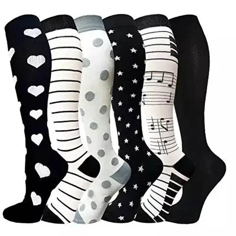 6 Pairs of Men and Women Compression Socks - Ideal for Running, Soccer, and Everyday Comfort!