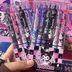 Sanrio 6-Piece Gel Pen Set Featuring Hello Kitty Cartoon, Black Ink, 0.5mm Tip, Quick-Drying Press Ballpoint Pens