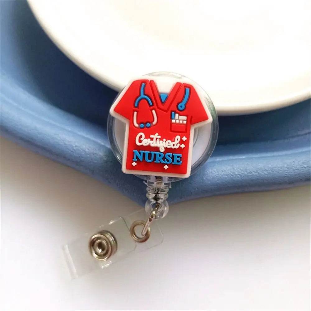ID Card Holder Nurse Badge Reel Name Tag Chest Card Retractable Badge Holder Exhibition Card Work Card Easy Pull Buckle 7