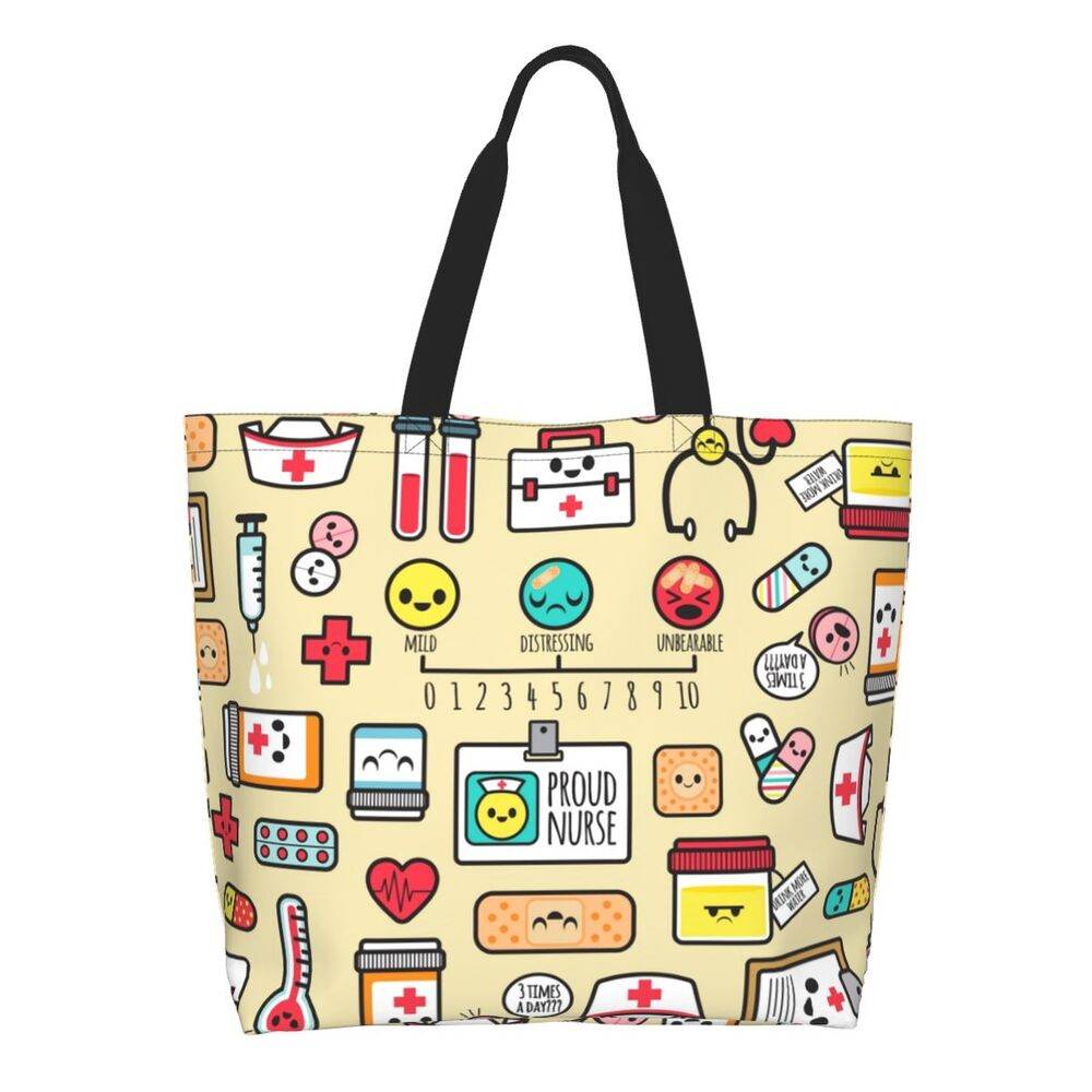 Spacious Eco-Friendly Healthcare Tote Bag with Durable Handles and Secure Zipper Closure