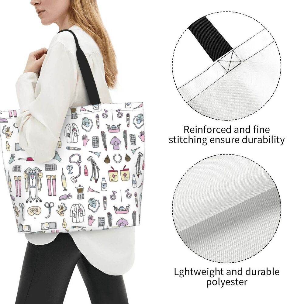 Spacious Eco-Friendly Healthcare Tote Bag with Durable Handles and Secure Zipper Closure