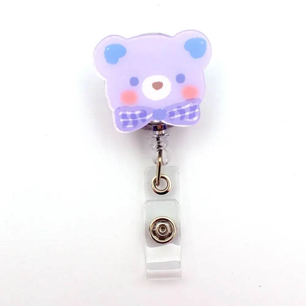 Bear Design 360° Rotating Retractable Badge Reel Clip for Nurses, Doctors, and School Supplies B