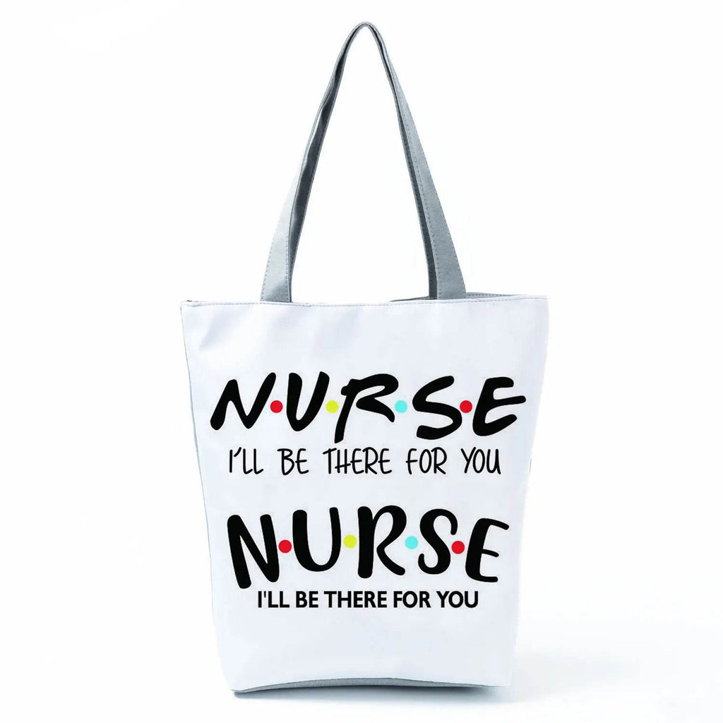 Playful Cartoon Nurse Print Foldable Shoulder Bags with Large Capacity – Eco-Friendly Tote for Shopping, Travel &amp; Beach hldz0051 Nurse Tote