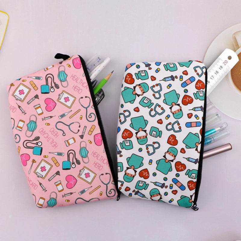 Nurse Pink Ribbon Life Cosmetic Bag Gift for Women Make Up Bag Travel Cosmetic Organizer Toiletry Bag Pencil Case