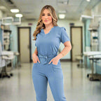 Scrub Uniform for Women – Stretchy Doctor & Nurse Scrubs Sets - Healthcare Vibes Light blue